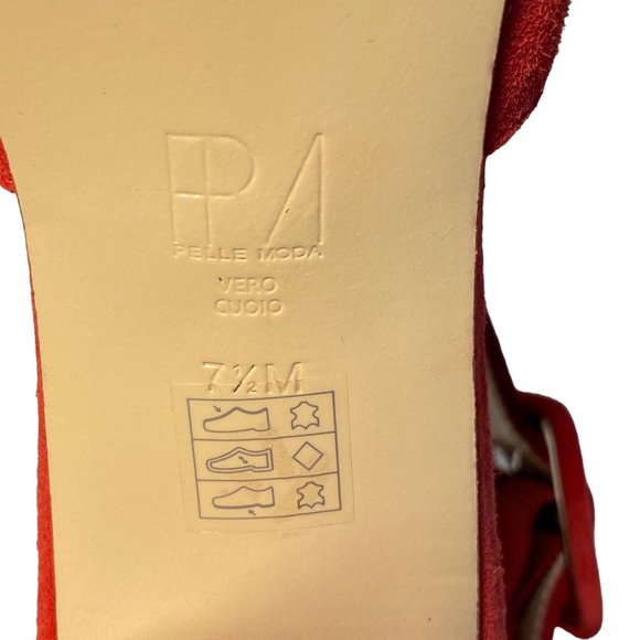 pelle moda pink/red Berlin Toe Block Heel Suede Ankle Strap Dress Sandals 7.5 - Picture 8 of 14